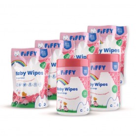 FIFFY BABY ULTRA SOFT WIPES BUNDLE 100's CAN*2 + 100's REFILL*4- FO22001