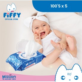 FIFFY BABY WIPES BLUE 100'S *5