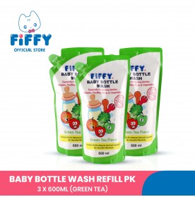 FIFFY VALUE PACK BOTTLE WASH GREEN TEA FLAVOR REFILL (600MLX3)