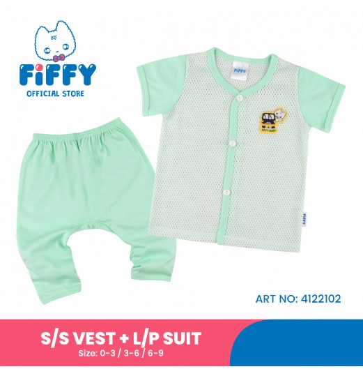 FIFFY SMILING CAR SHORT SLEEVE + LONG PANT SUIT (EYELET)