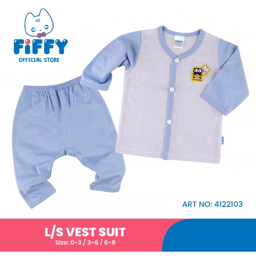 FIFFY SMILING CAR LONG SLEEVE VEST SUIT (EYELET)