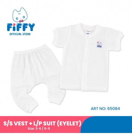 Clothing - FIFFY SHORT SLEEVE + LONG PANT VEST SUIT (EYELET)