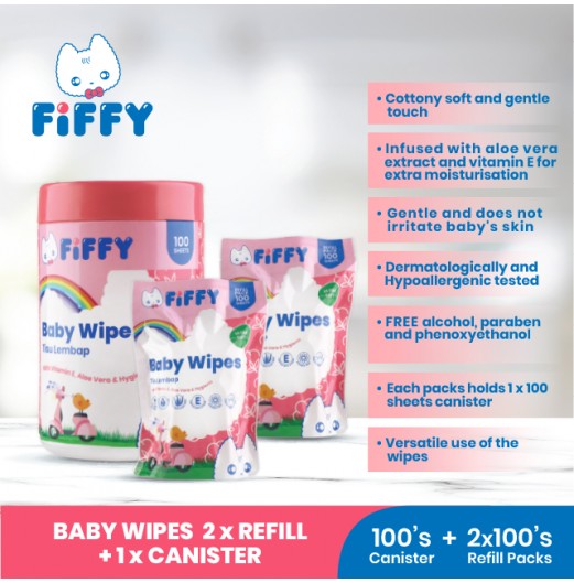 Baby Wipes - FIFFY COMBO PACK WET TISSUE (1 CAN+ 2 REFILL PACK)
