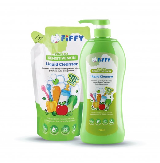 Bottle Wash - FIFFY BABY LIQUID CLEANSER GREEN TEA (750ML+ 600ML)