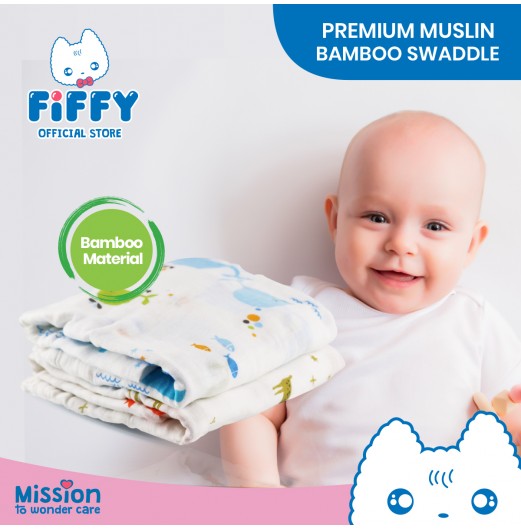 BLANKETS & WRAPPERS - FIFFY PREMIUM MUSLIN BAMBOO SWADDLE