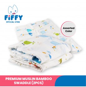 FIFFY PREMIUM MUSLIN BAMBOO SWADDLE x 2 PCS