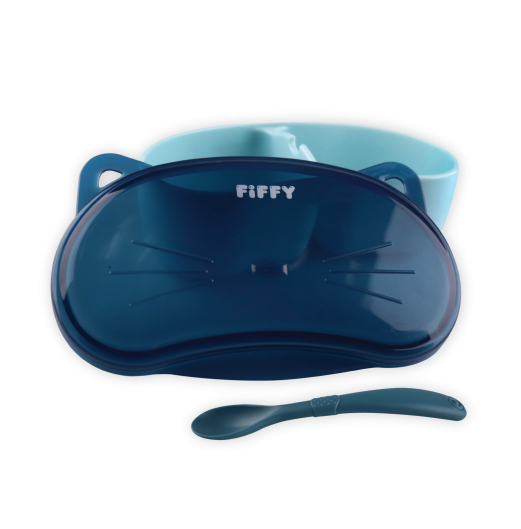 FIFFY CAT BABY BOWL & SPOON SET (98-661)