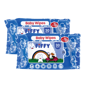 FIFFY BABY WIPES BLUE 30'S X 2