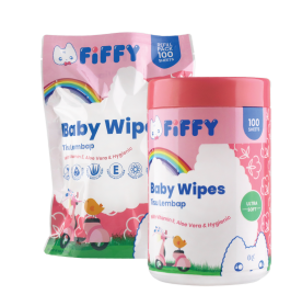FIFFY BABY WIPES PINK 100'S CAN + 100'S REFILL