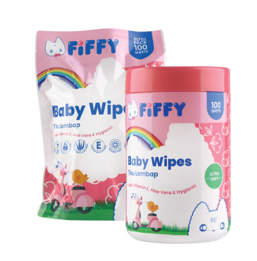 Baby Wipes - FIFFY BABY WIPES PINK 100 S CAN + 100 S REFILL