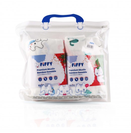 BLANKETS & WRAPPERS - FIFFY PREMIUM MUSLIN BAMBOO SWADDLE