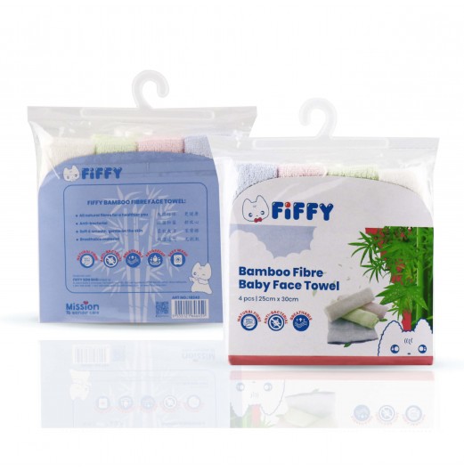 FIFFY BAMBOO FIBER FACE TOWEL (4PCS)