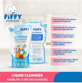 FIFFY VALUE PACK BOTTEL WASH NO FLAVOUR REFILL (600ML X 3)