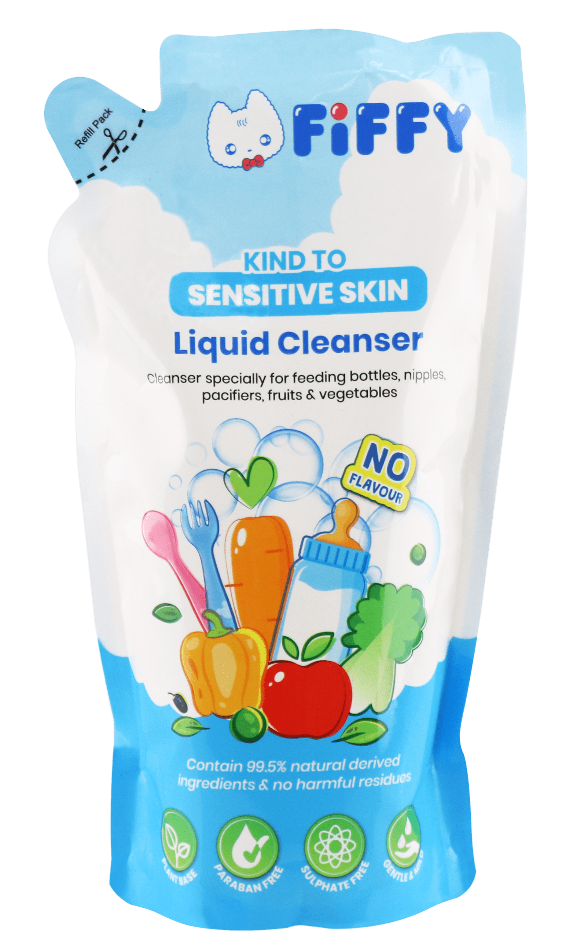 FIFFY BABY LIQUID CLEANSER REFILL PACK NO FLAVOUR (600ML)