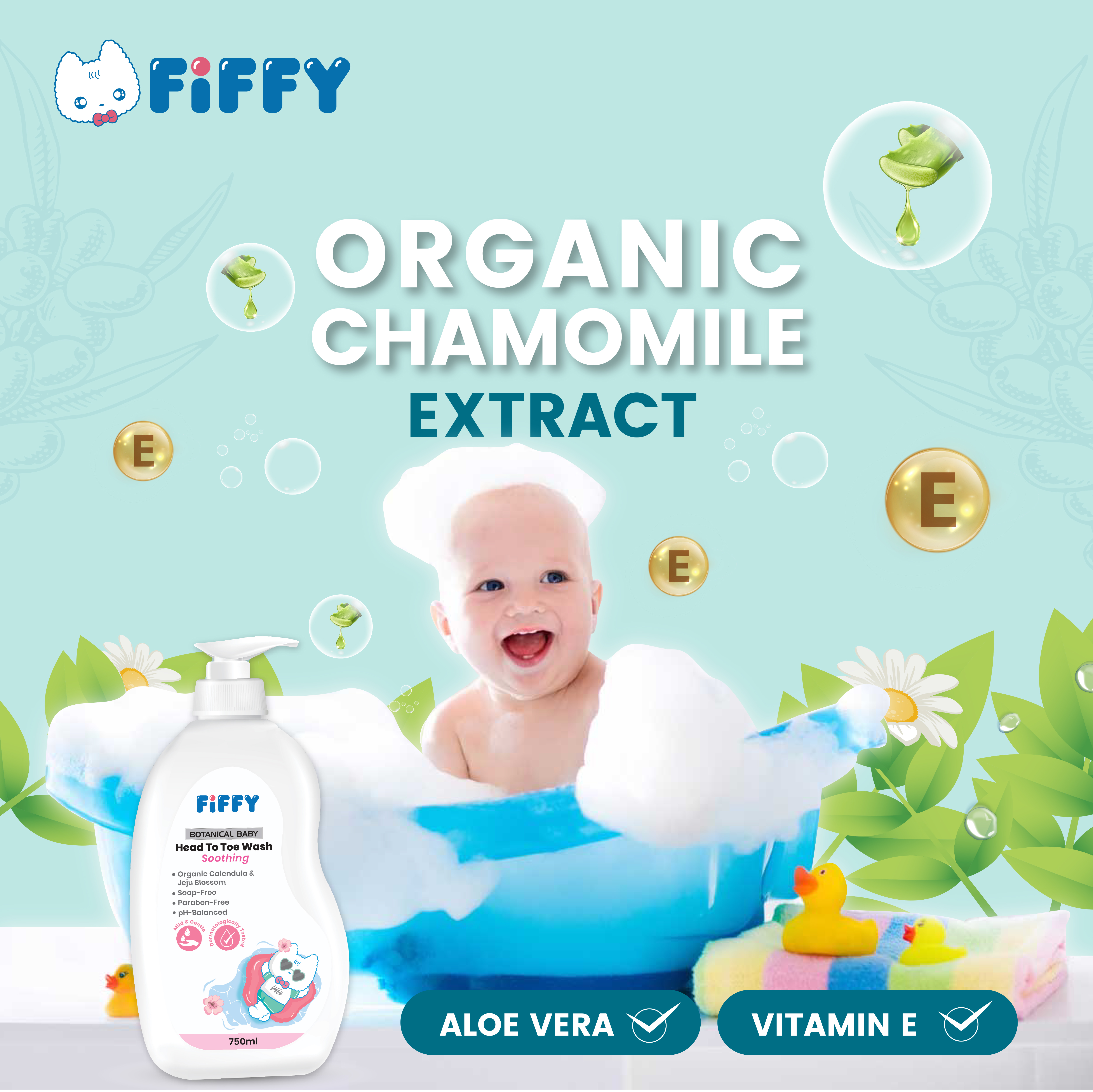 FIFFY BOTANICAL BABY HEAD TO TOE WASH (SOOTHING) 750ML