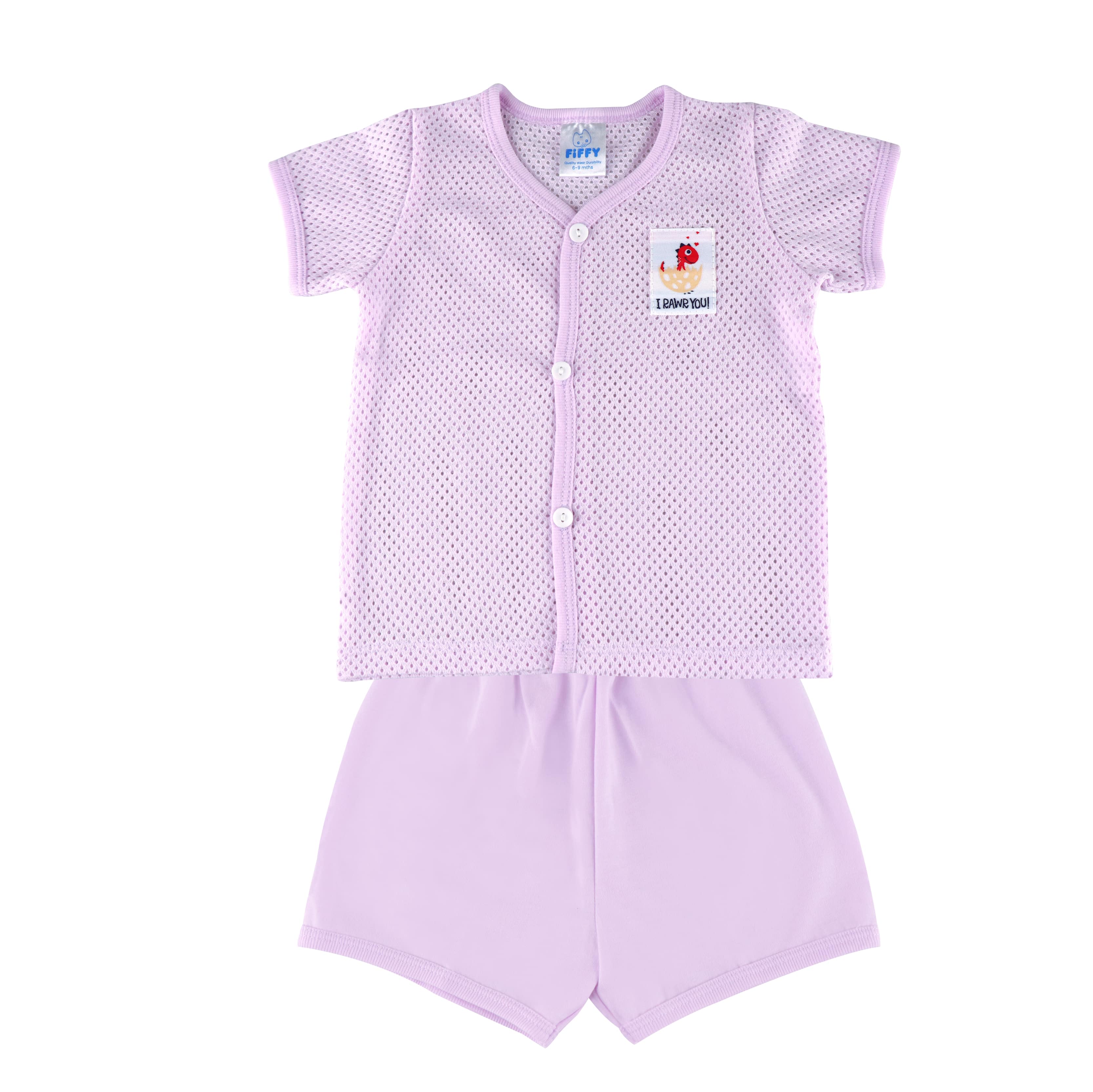 FIFFY DINOSAUR BABY SHORT SLEEVE VEST SUIT