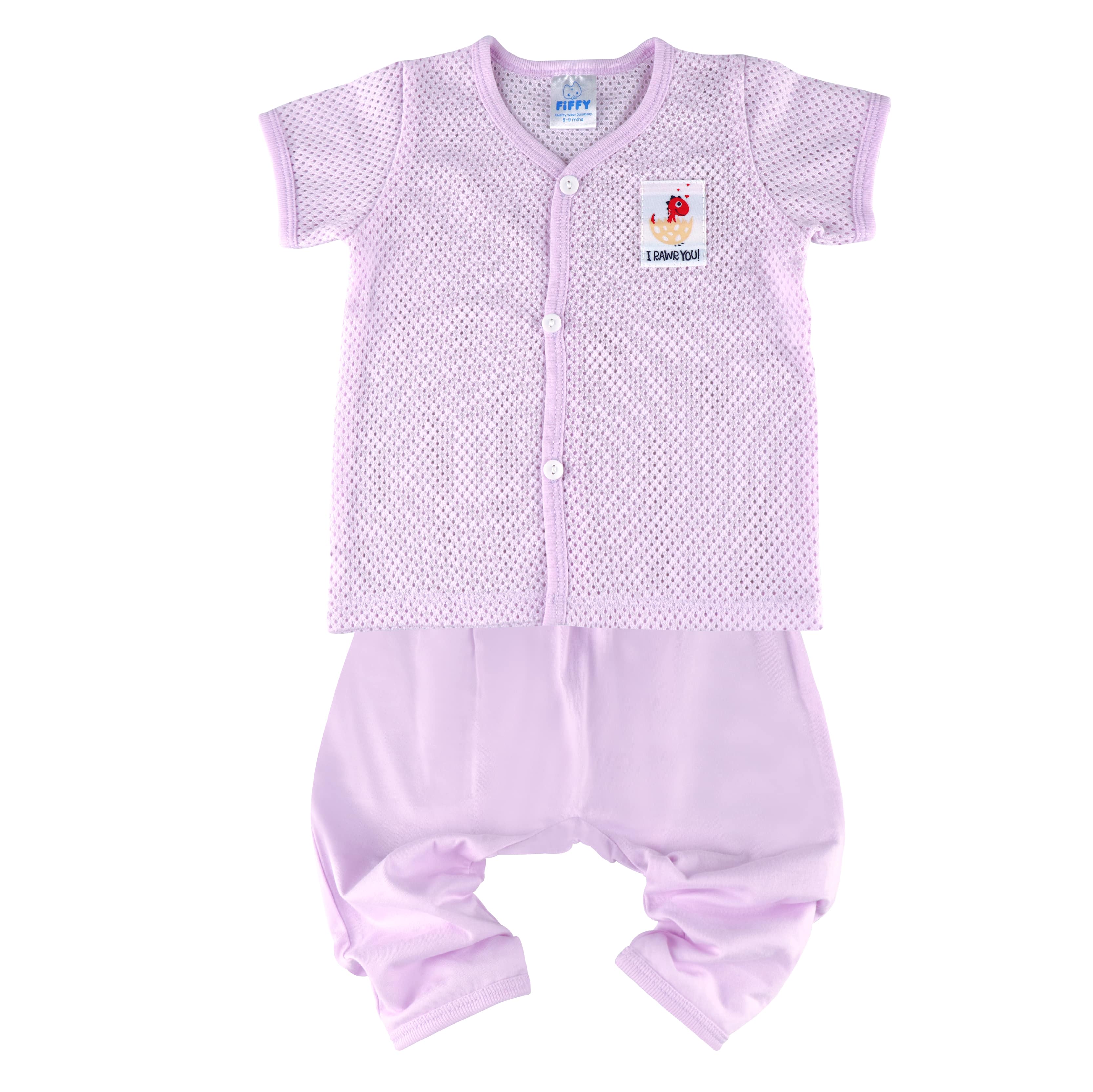 FIFFY DINOSAUR BABY SHORT SLEEVE VEST+ LONG PANT SUIT