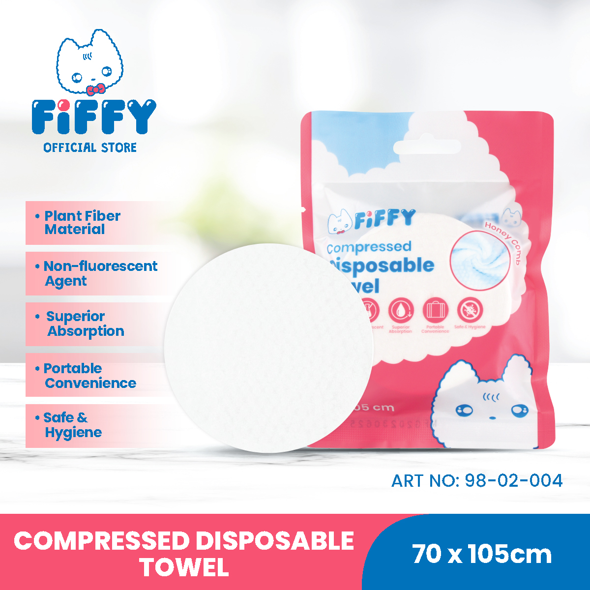 FIFFY COMPRESSED DISPOSABLE TOWEL