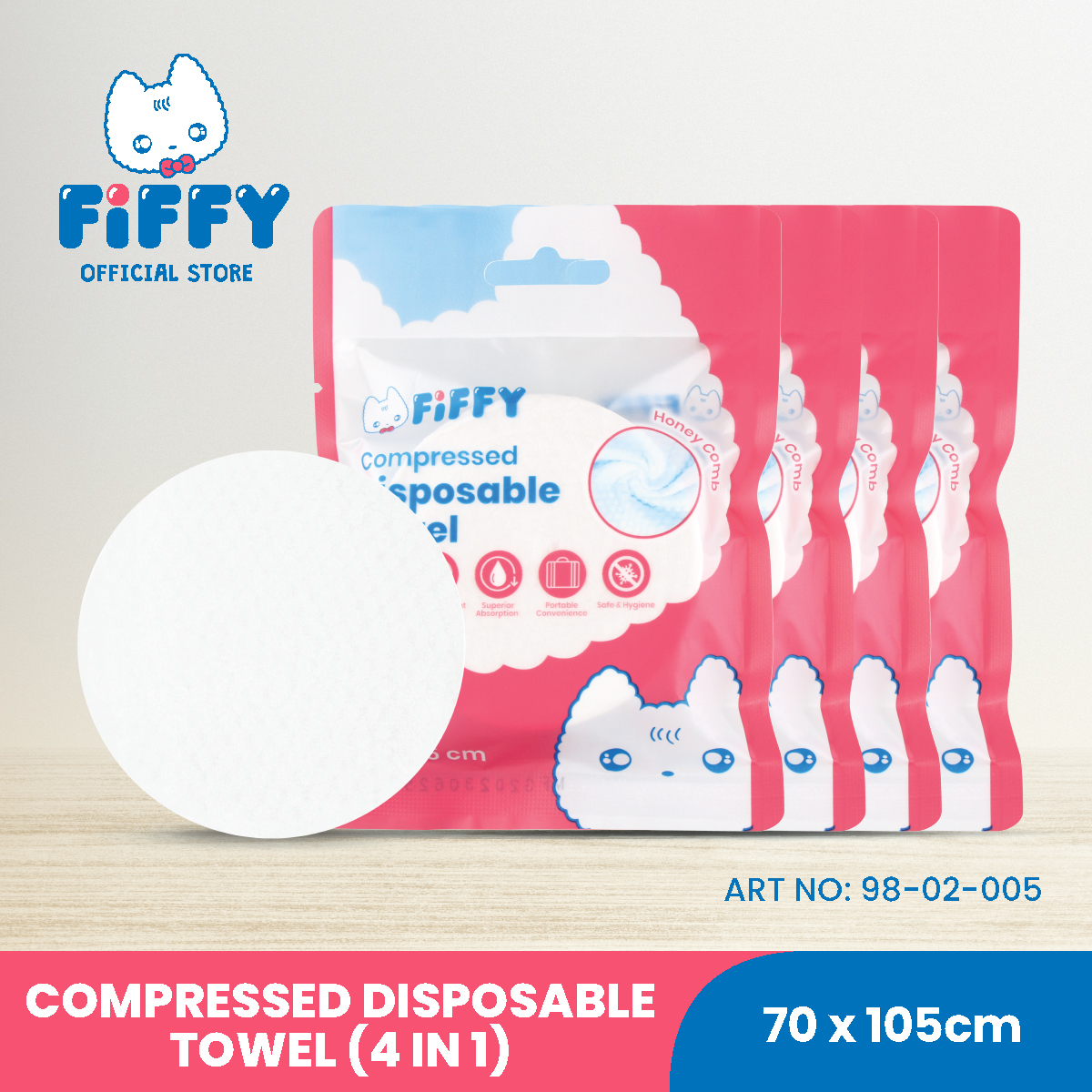 FIFFY COMPRESSED DISPOSABLE TOWEL