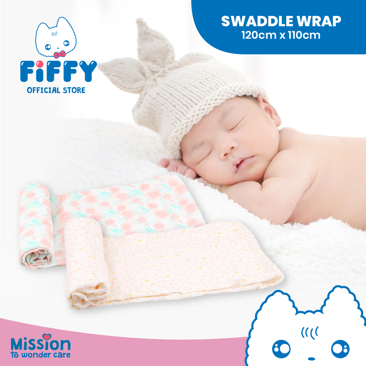 FIFFY SOFT & VENTILATED BABY SWADDLE (2PCS / PACK)