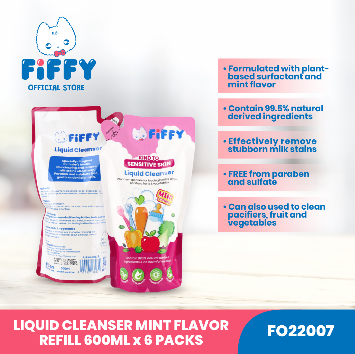 FIFFY LIQUID CLEANSER MINT REL*6 - FO22007