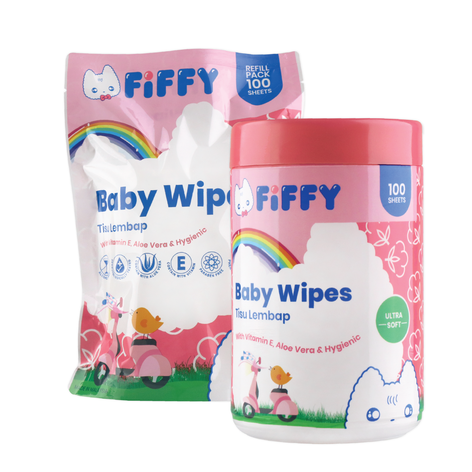 FIFFY BABY ULTRA SOFT WIPES 100’S CAN + 100’S REFILL