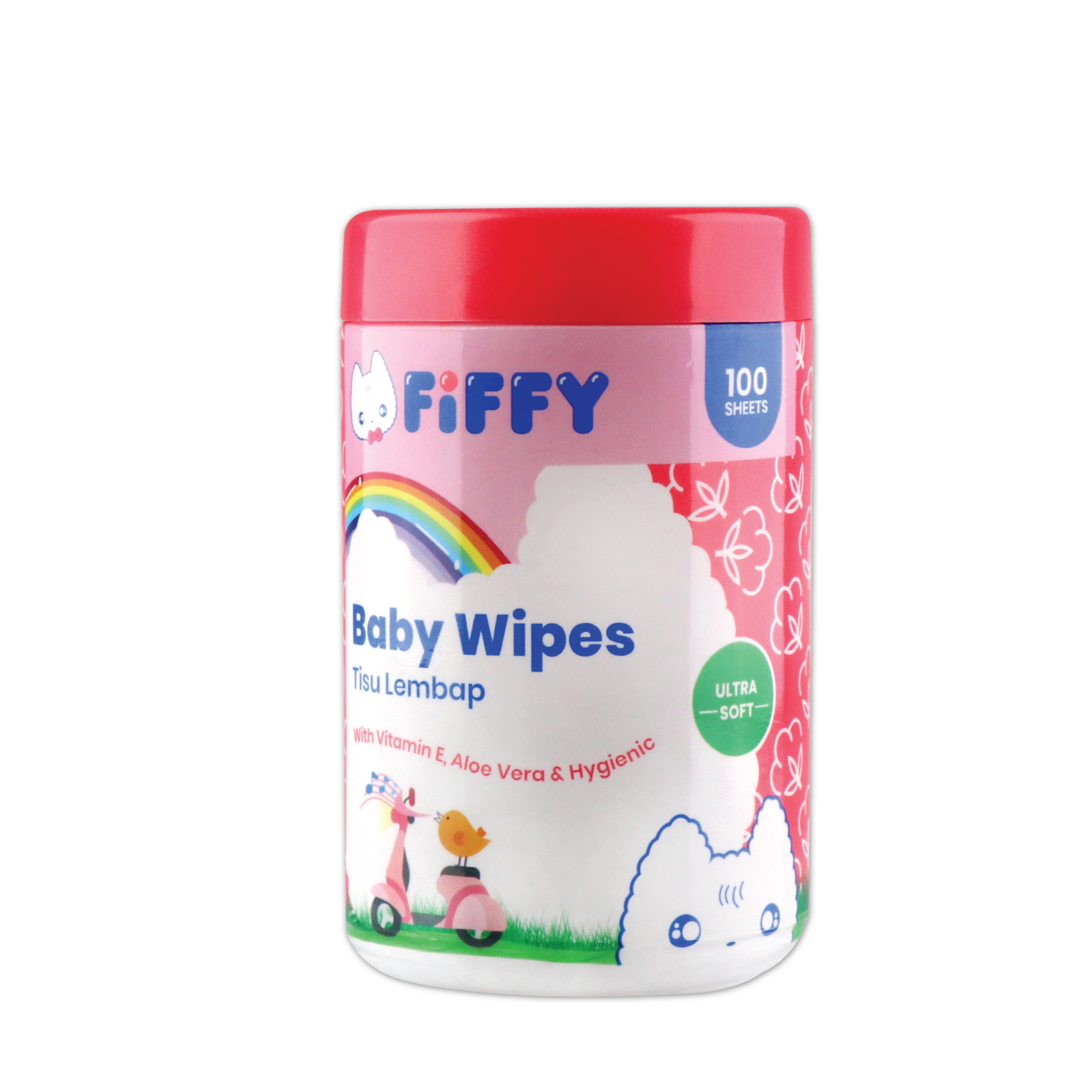 FIFFY BABY WIPES PINK 100\'S CAN