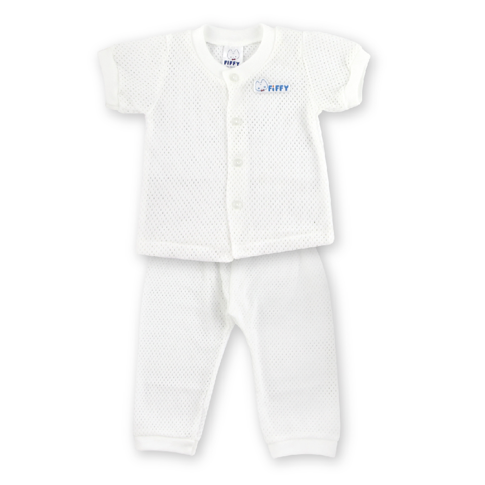 FIFFY SHORT SLEEVE + LONG PANT VEST SUIT (EYELET)
